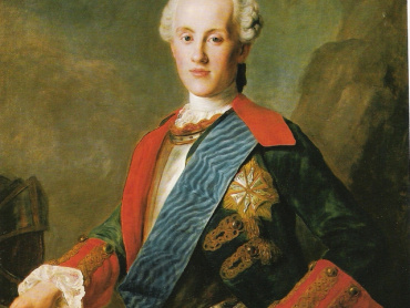 Pietro Rotari (1707–1762): Princ Karl Christian Sasko-polský v brnění a s Řádem bílého orla, olejomalba z roku 1755. Zámek Moritzburg, Kurfiřtský pokoj I.